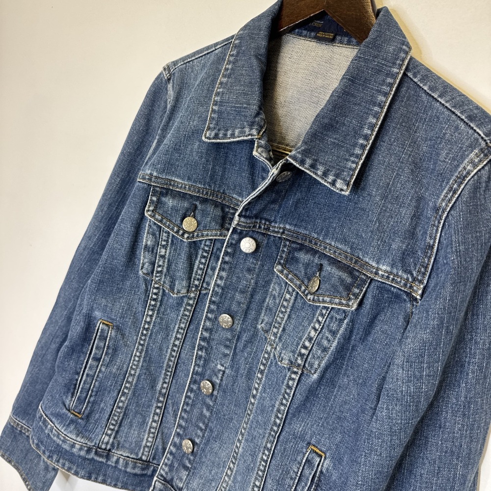 J.Crew Blue Denim Trucker Jacket Medium Wash 100% Cotton Size S